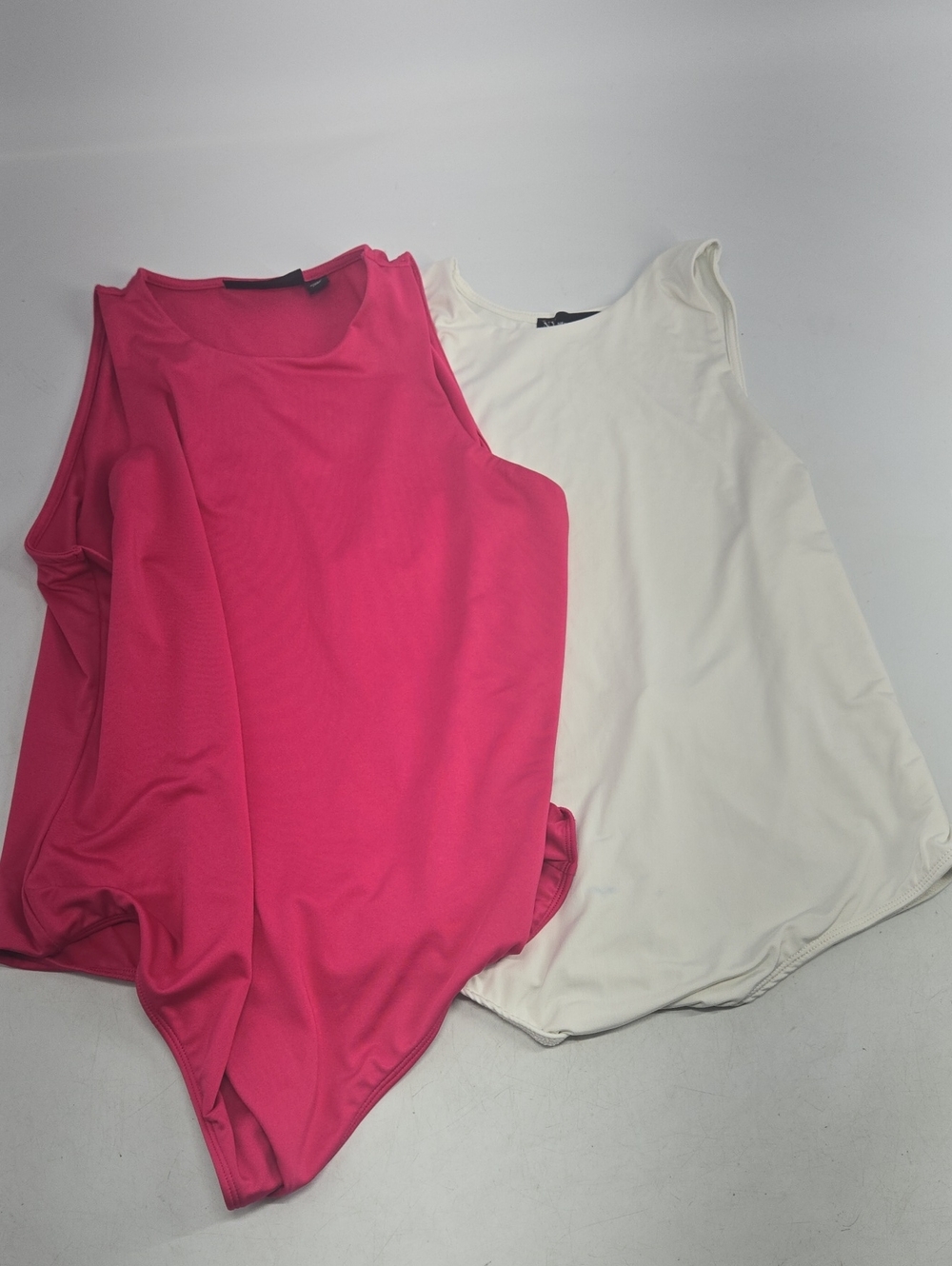 New York & Company Sleeveless Bodysuit Duo - Hot Pink & White XL